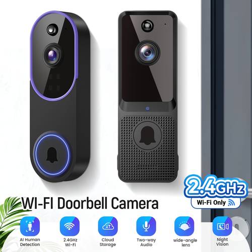 item picture 2k wireless camera multi combination smart doorbell 166 wide angle video surveillance two way voice intercom cloud storage support for rechargeable batteries with ai detection and 2 4g wifi connection clear