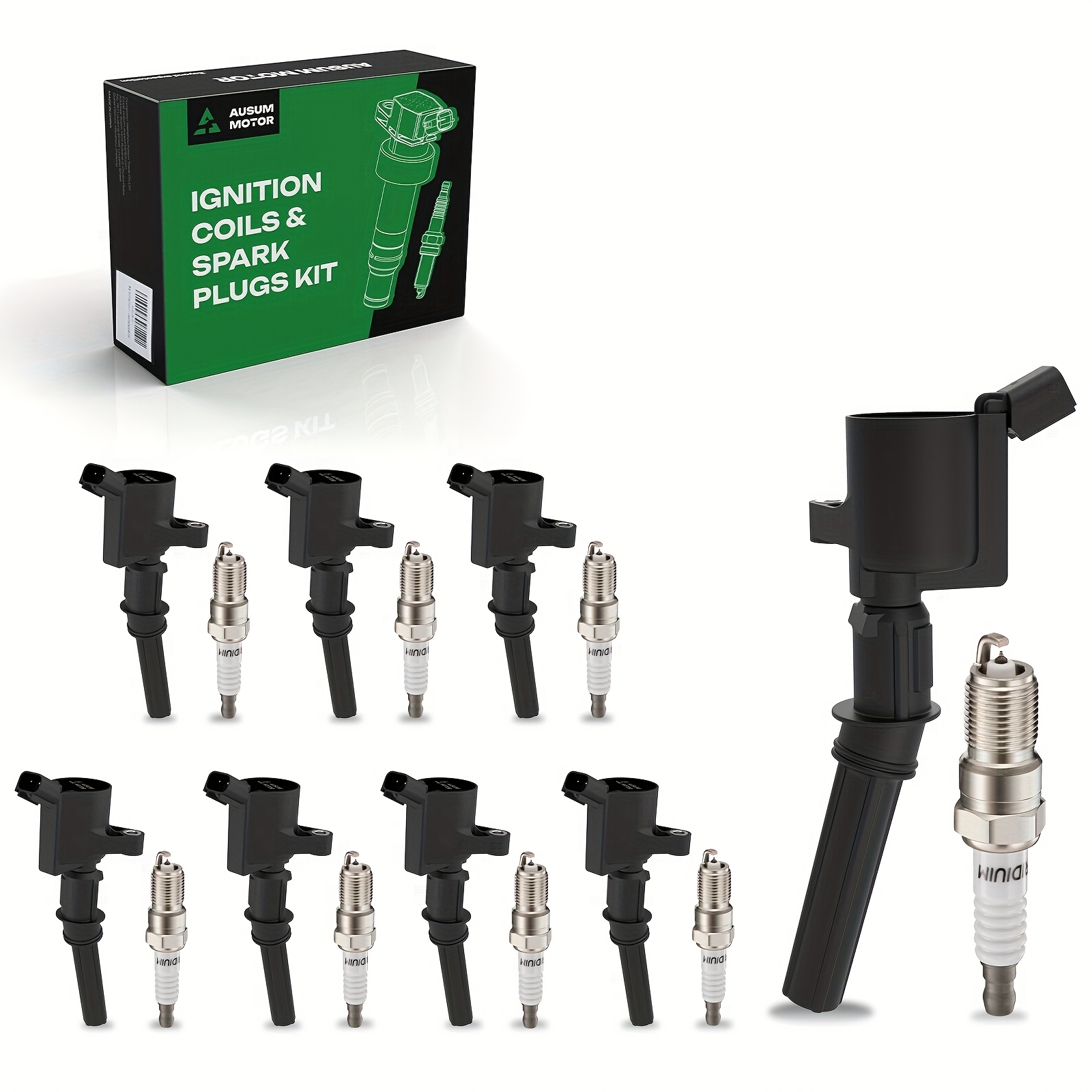 Complete Tune-Up Kit: Set Of 8 Ignition Coils & Motorcraft Spark Plugs For Ford/Lincoln