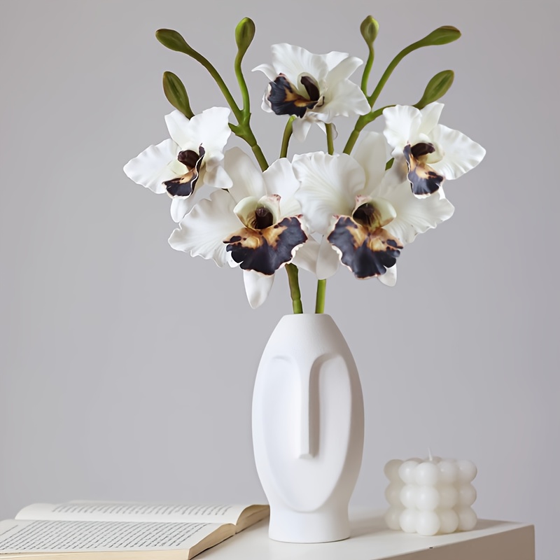 TEMU 2 Stück, 3-Kopf Künstliche Orchidee Unparfümierte Blumen Phalaenopsis, Geeignet für Badezimmer Wohnzimmer Dekoration, Schreibtisch Dekoration,