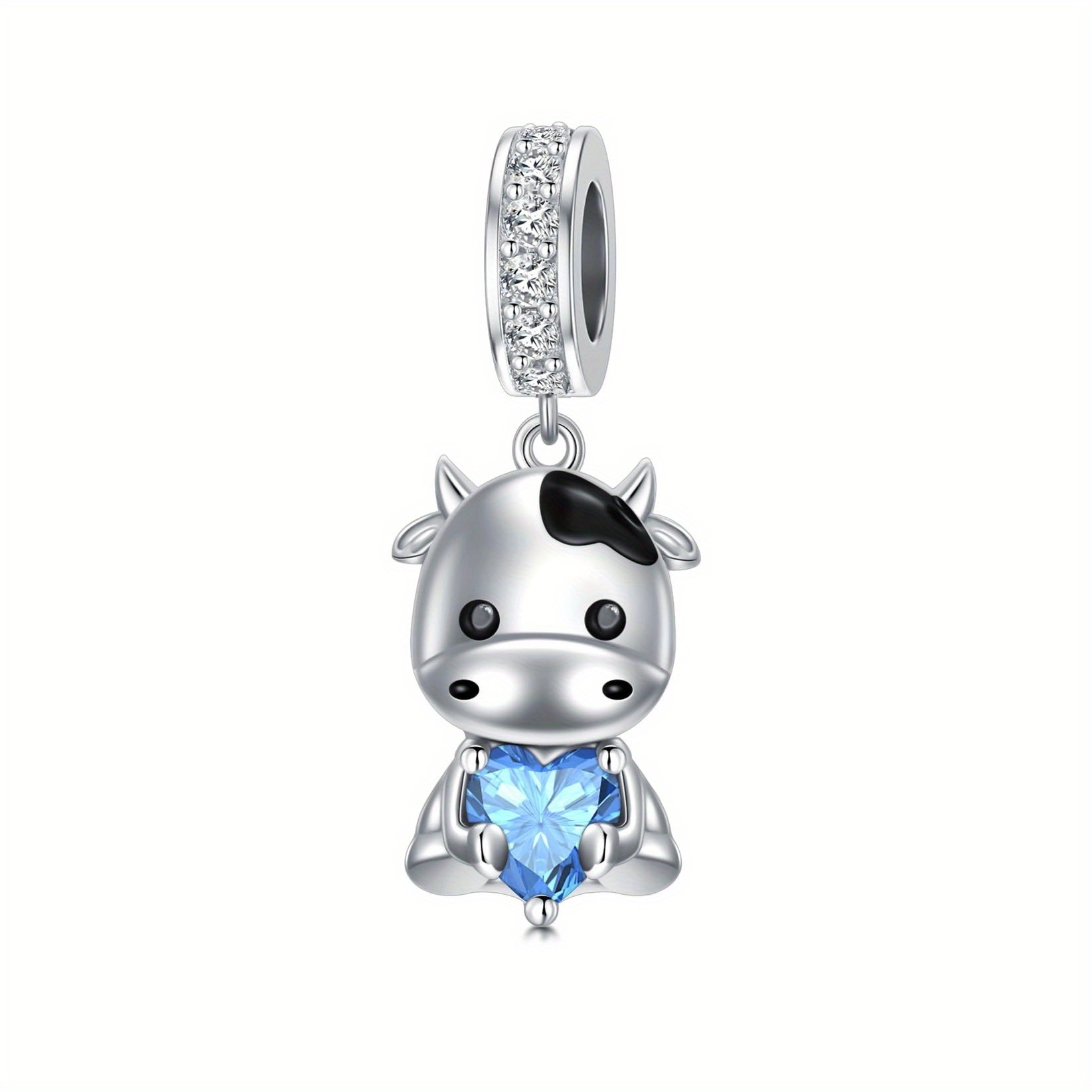 Image of 925 Sterling Silver For Cow Pendant With Birthstone For Cow Bracelets, For Cow Beads, And Jewelry For Love For Cows