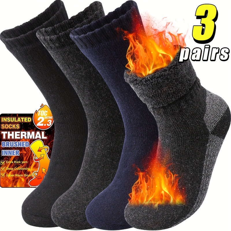 

3 Pairs - Insulated Mid- Fleece Lined , Comfortable Knit For Hiking, , - Washable, Christmas For Dad