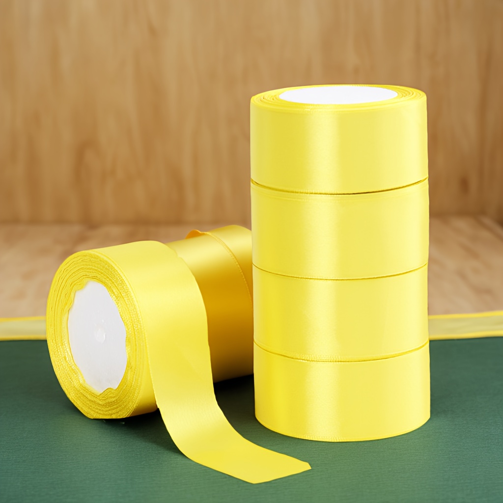 

5 Rolls Of Yellow Packaging Ribbon, Beautiful Packaging Ribbon For Gift Wrapping, Halloween, Christmas Gift Wrapping, Decorative Flower Arrangement, Party And Wedding Decoration