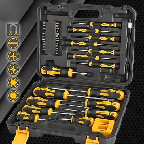 1 set magnetic screwdrivers phillips and flathead professional shock absorbing handle screwdrivers for repair