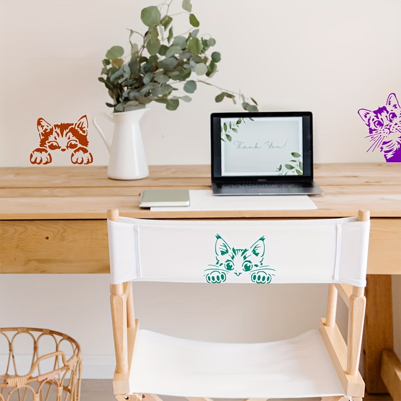 Peeking Cat Stencil, Large Reusable Plastic Craft Template