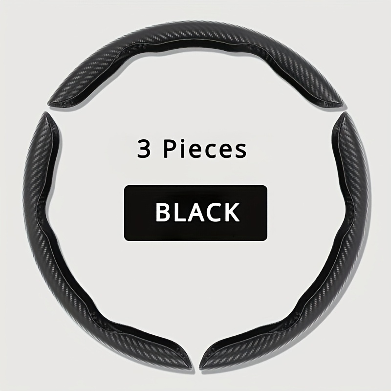 

3pcs Set Carbon Fiber Matte Steering Wheel Covers, Anti-slip, Universal Size (15.16 Inches/38.5 Cm), Car Wheel Protector, Leather Material, Without