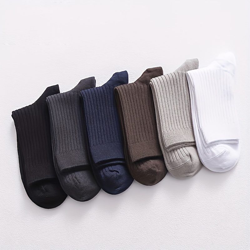5-pair Men's Solid Color Crew Socks, Sweat-absorbent and Breathable, Suitable for All Seasons, Business Socks, Sports Socks, Unisex Asian Sizes 7 5-pair Men's Solid Color Crew Socks, Sweat-absorbent and Breathable, Suitable for All Seasons, Business Socks, Sports Socks, Unisex Asian Sizes - Image 7
