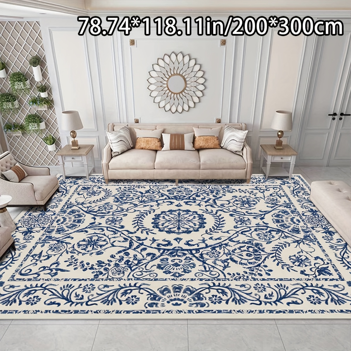 TEMU [launch ][   800 Grams Per   Non-slip Point Plastic Bottom   Bottom Point Plastic Pattern ]1pc Home Decor Modern Abstract Blue And White Elegant