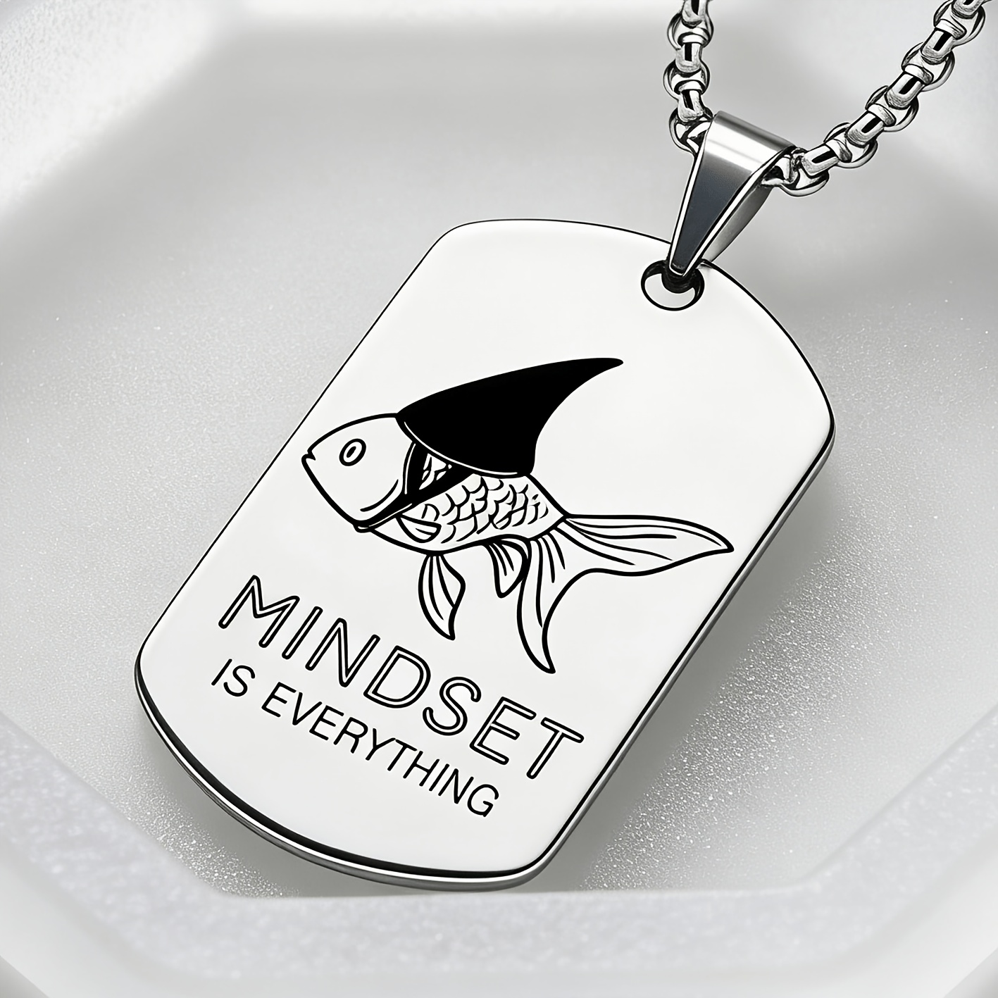 Inspirational Stainless Steel Necklace Engraved with "MINDSET IS EVERYTHING"