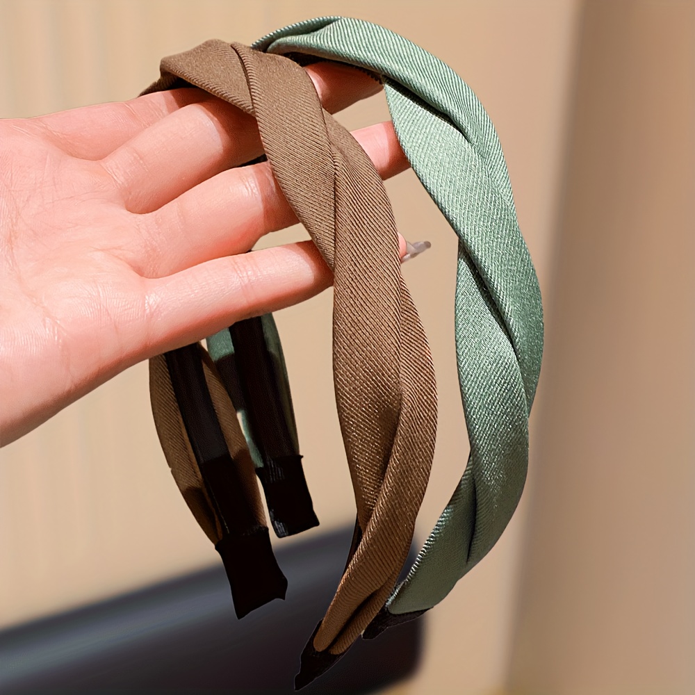 E-shop 2er-Pack Mehrfarbiges, einfaches und vielseitiges Twist-Braided Zahnband, rutschfestes Stirnband, geeignet als Geschenk für süße, modische