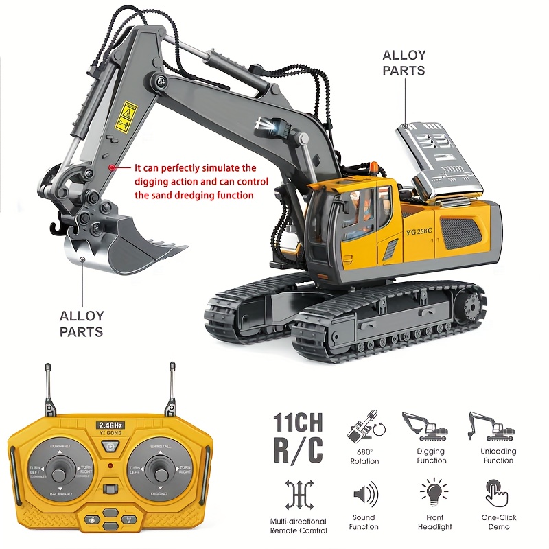 

1 Alloy Excavator (11 Channels), Of , , Turns, 680 Degrees Turntable, Arm Digging, Suitable As A Christmas Gift