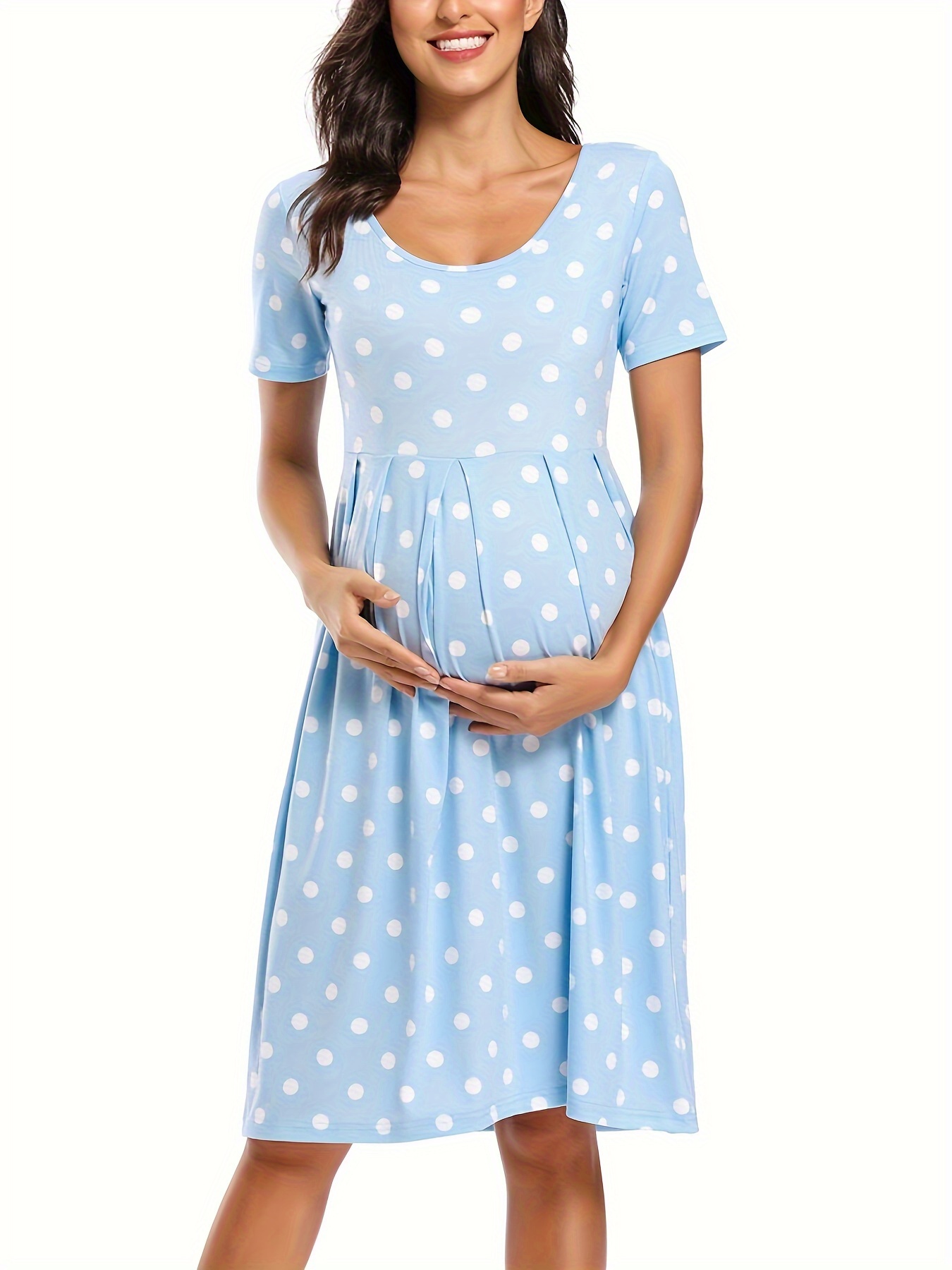 womens casual striped maternity dress short 3 4 sleeve knee - Temu