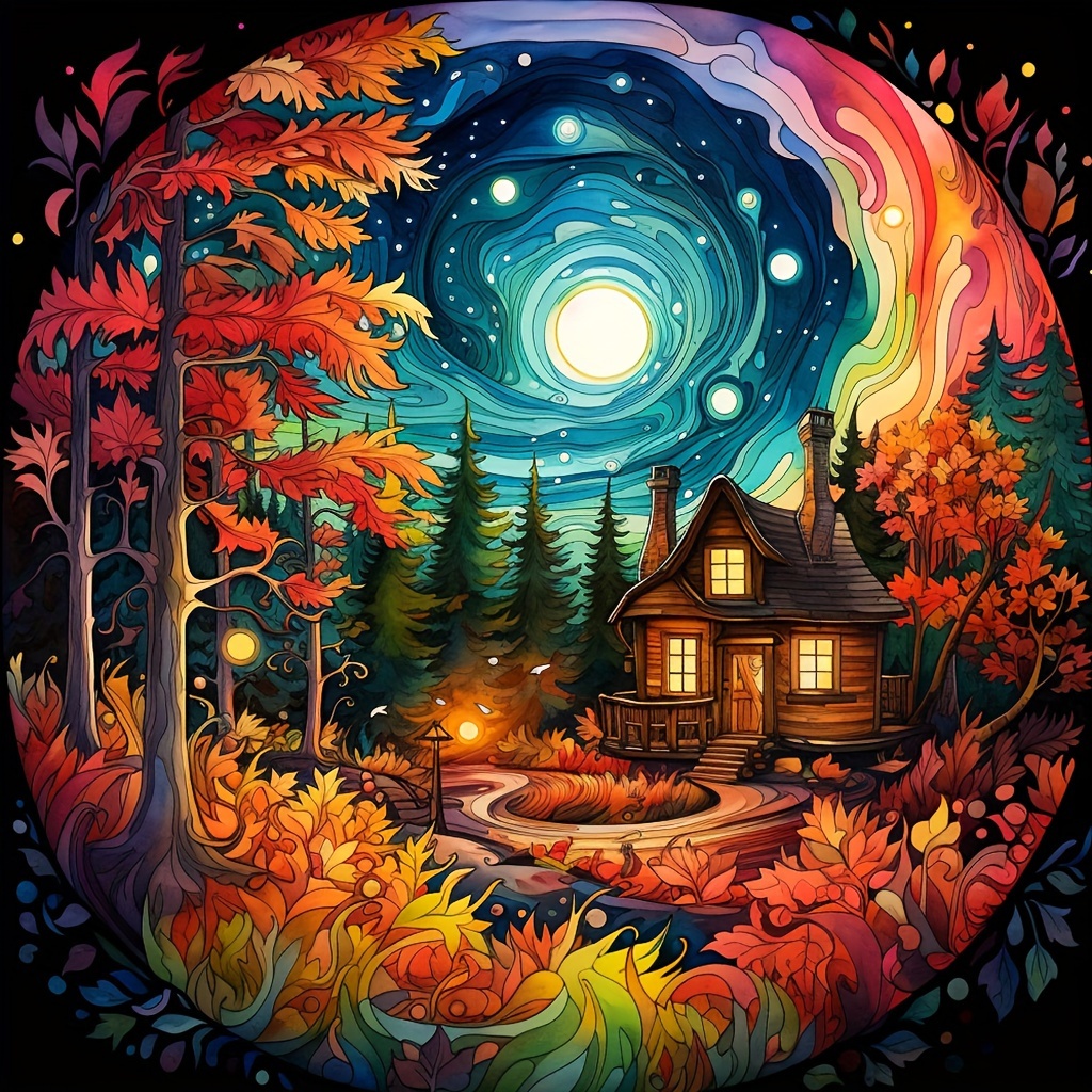 

1pc 40x40cm/15.7x15.7in Diy 5d Diamond Art Painting Without Frame, Cabin Under The Moonlight Full Rhinestone Painting, Diamond Art Painting Embroidery Kit, Handmade Home Room Office Wall Decor