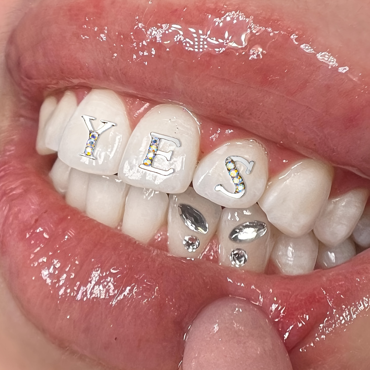 3D English Alphabet Teeth Gem Teeth Jewelry Y2K Hip-hop Style Super Shiny  Tooth Decoration Accessories Suitable For Music Festivals-1pcs/3cps