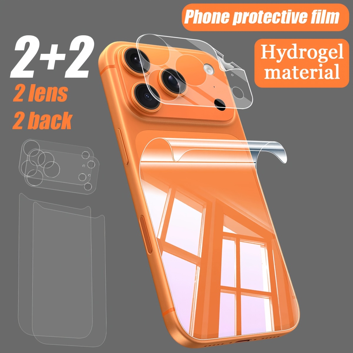 E-shop 2 Hydrogel-Rückseitenfolien + 2 Hochauflösende Linsenschützer, Insgesamt 4 Stück. Geeignet für iPhone 17 Pro Max/17 Pro/17/17 Air