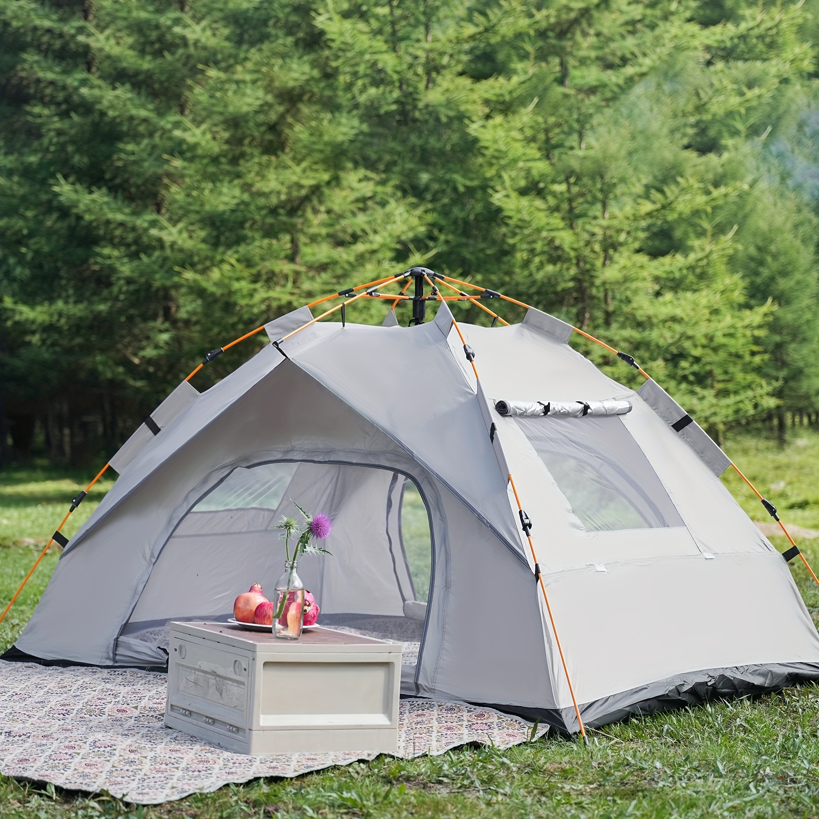 Lightweight Silver Outdoor Automatic Pop-Up Tent for Camping, Driving, Hiking, And Mountain Travel, Sunshade, Beach Tent, Portable And Foldable Shelter