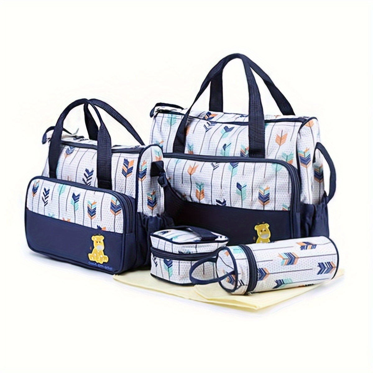 

Chic Geometric Print 5pcs Parent Bag Set - Spacious & Diaper Bags With Shoulder Strap For