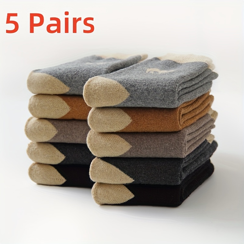 5 Pairs Comfortable Men's Camel Pattern Warm Over The Calf Socks - Suitable For - Comfortable Idea