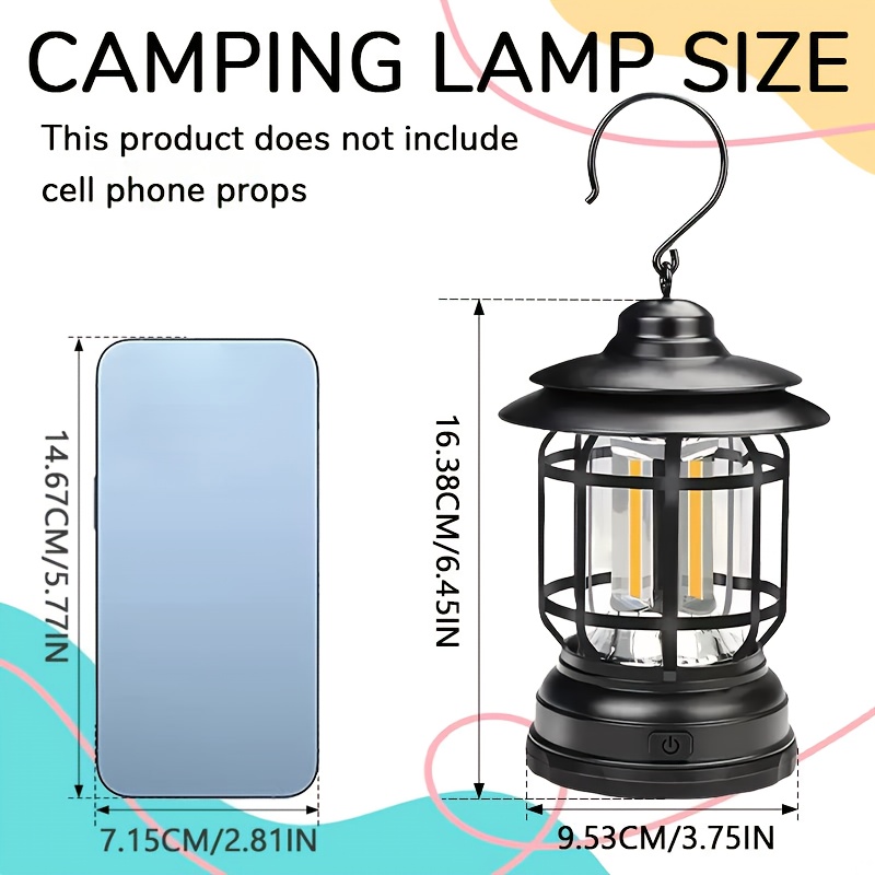 1pc led retro camping light hook design portable handheld - Temu