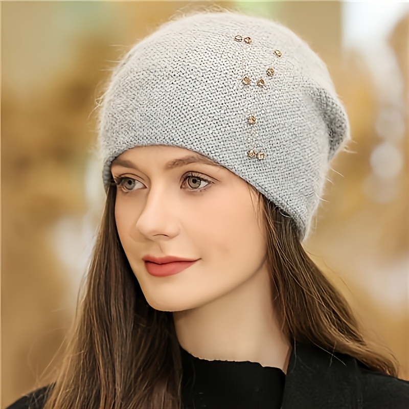 Image of Women Autumn Winter Outdoor Ski Beanie Hat Thick Warm Ear Cover Windproof Cold Resistant For Cycling Skiing Fashion Accessory For Halloween Birthday Christmas Gift