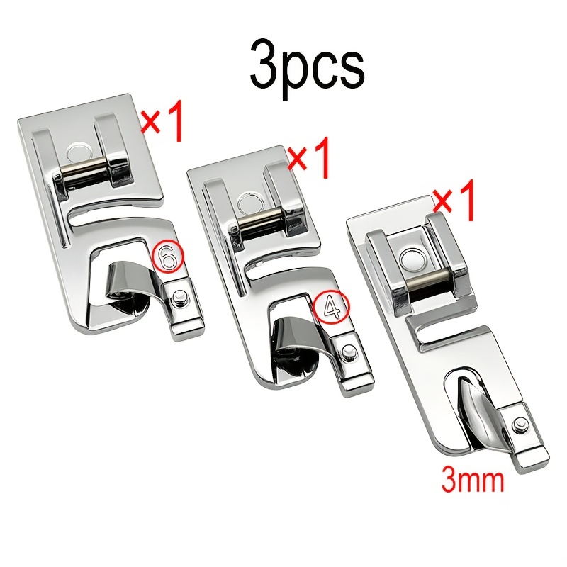 TEMU Jeu de pieds presseurs à ourler/ourler à la surjeteuse en tissu fin, pied presseur à basse tige à encliqueter pour machine à coudre