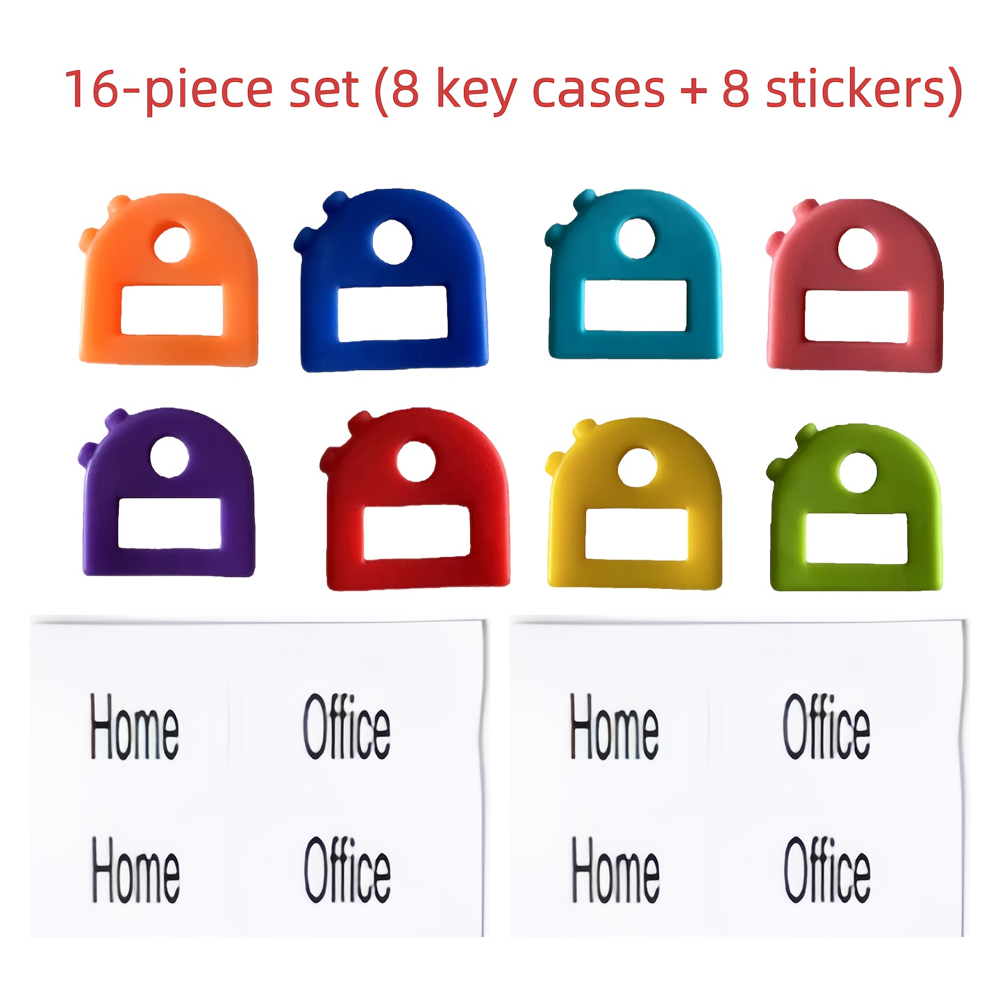 Image of 16pcs Silicone Key Cover Set With Labels - Stylish Non-woven Keychain Covers, Suitable For Home, Office, Mailbox, And Door Keys - Durable Key Identification Rings
