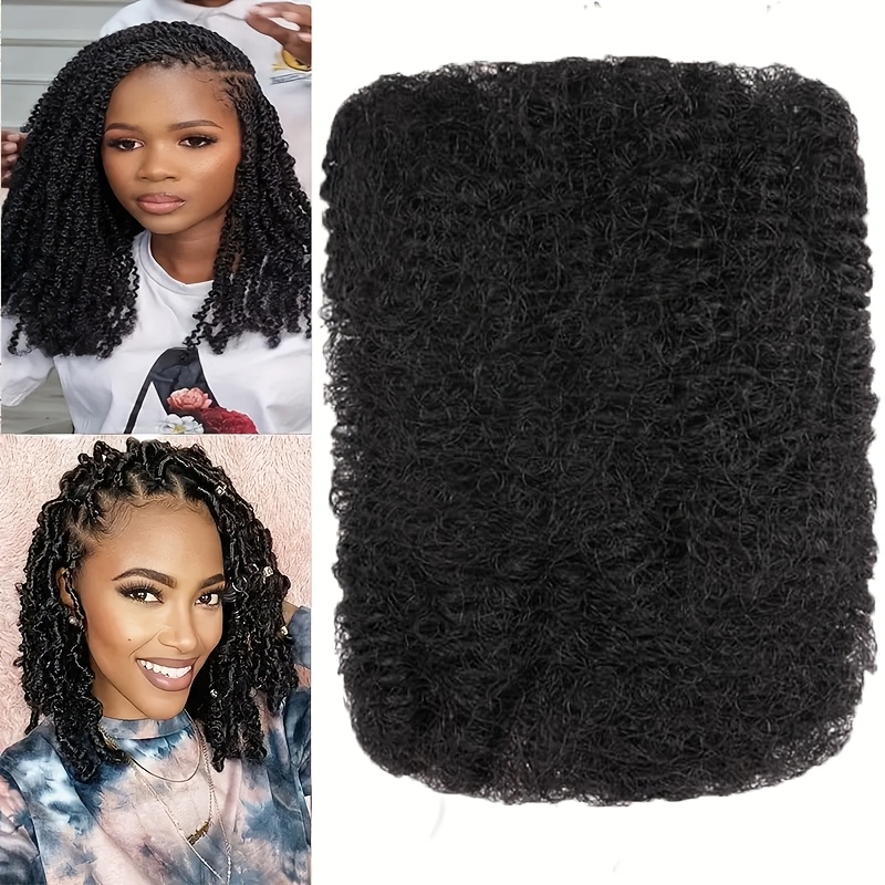 TEMU 1 Packung Schwarzes Afro Kinky Lockiges Flechtbares Bulk Haar für Mini Flechten Twists, Afro Kinky Bulk Haar für Twist, Dread Lock Extensions