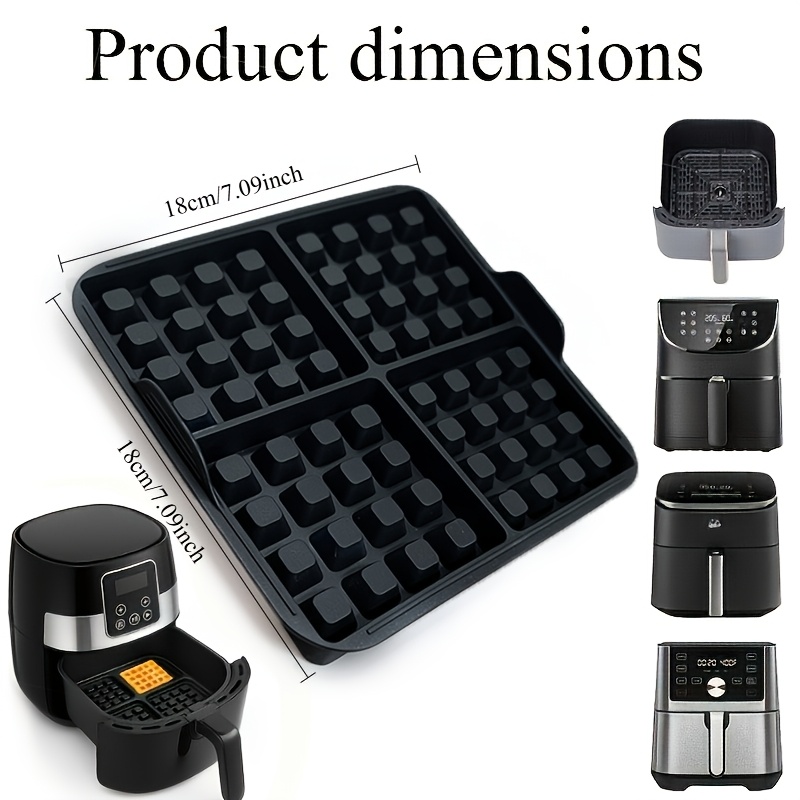 Image of 1pc Square Waffle Molds - Non Stick Baking Tray Suitable For Most 4-7qt Air Fryers | Reusable , Pancakes, And | Dishwasher Safe
