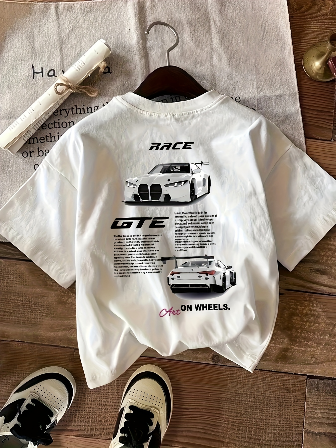 womens white racing car graphic t shirt sporty casual short Temu