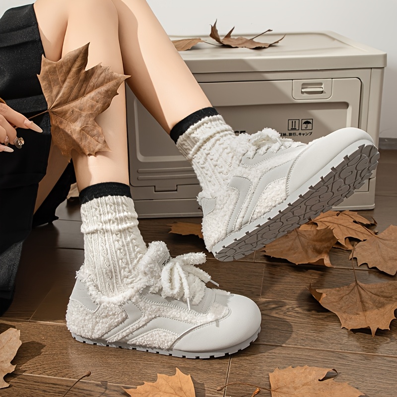 womens winter plush sneakers korean style plush Temu United Arab