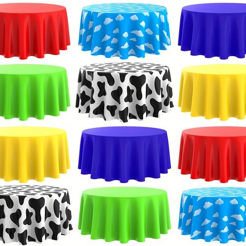 tablecloths 84 inch cloud tablecloths cow print premium plastic tablecloths disposable tablecloths high quality or suitable for parties dinners birthdays camping picnics