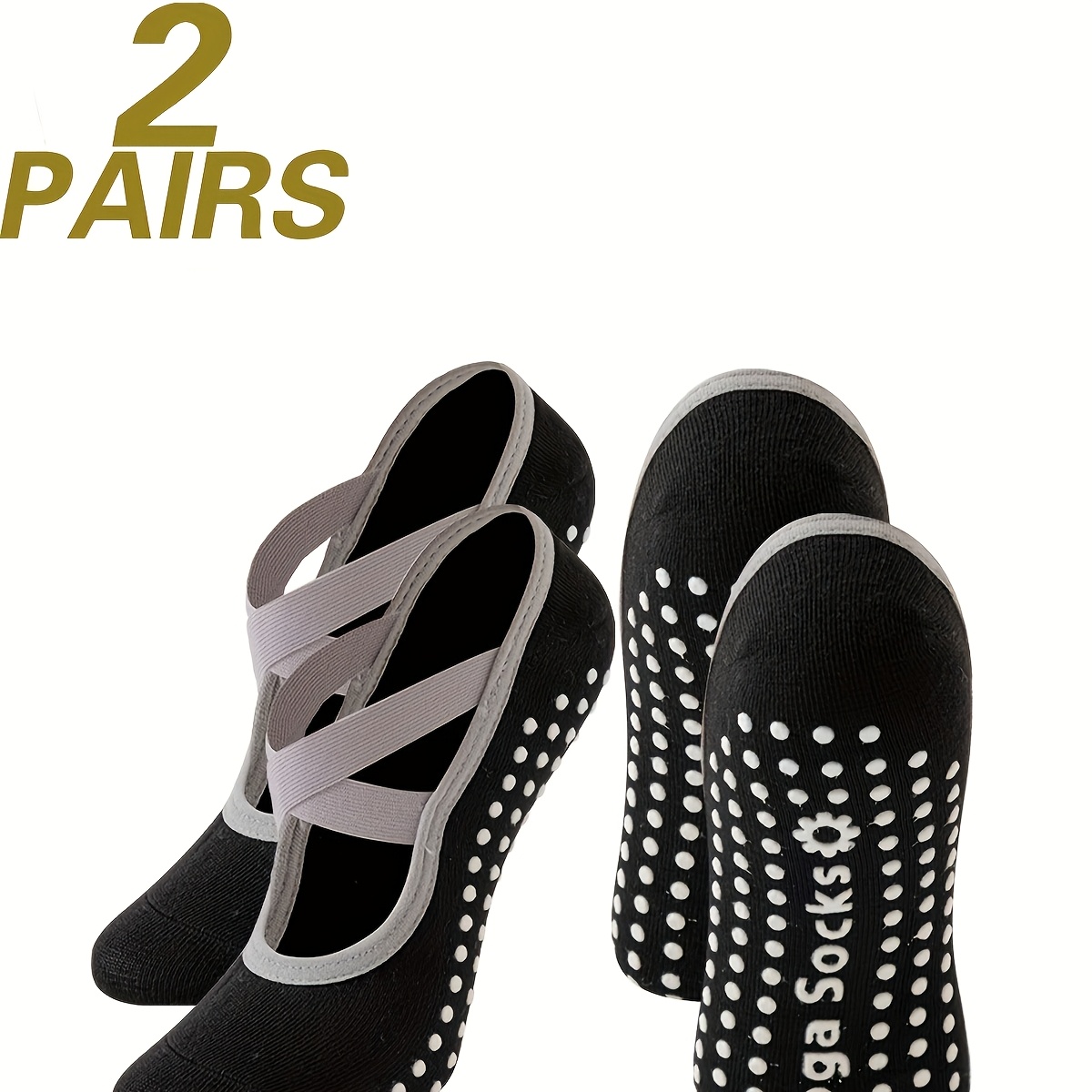 TEMU 1 paire/2 paires de chaussettes de yoga pour femme, antidérapant, couleur unie, style bateau, pour , l'été, , l'hiver, le fitness en salle, , le
