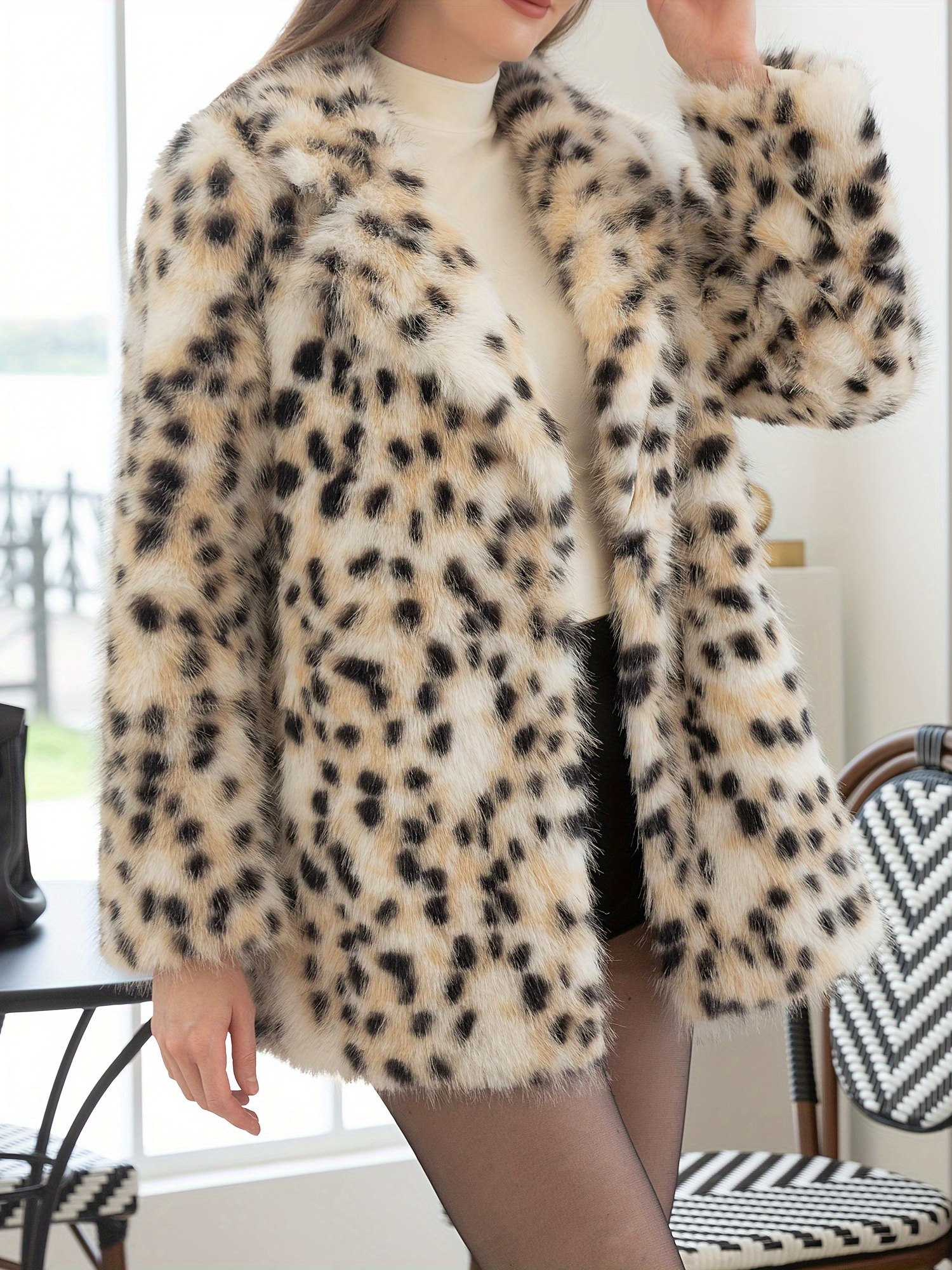 Fausse Fourrure Leopard Manteau LÃ©opard Femme 1pc Manteau En