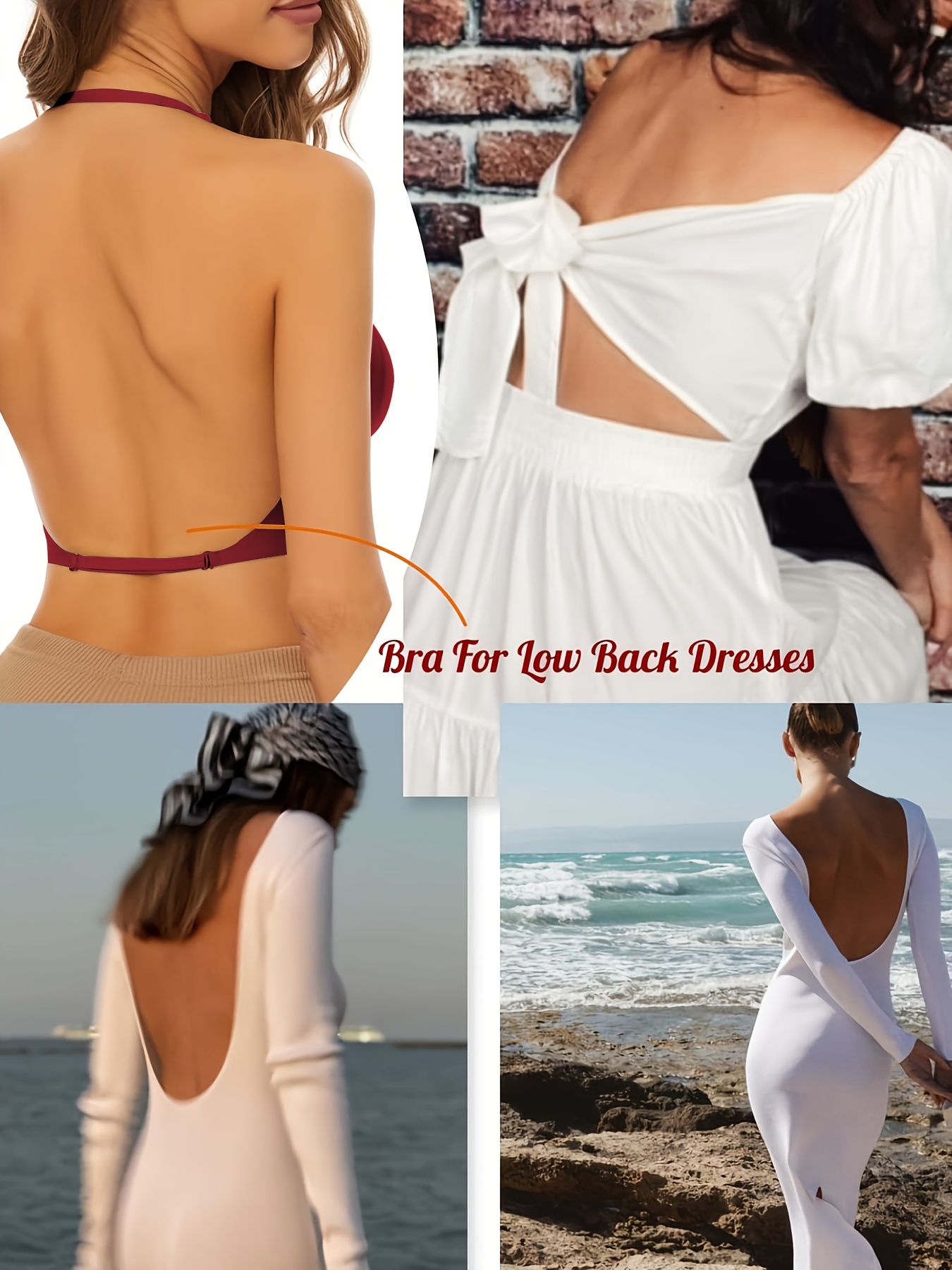 Seamless Backless T-Shirt Bra for Women - Sexy, Wireless with Removable Pads, Nylon & Elastane Blend, Hand Washable