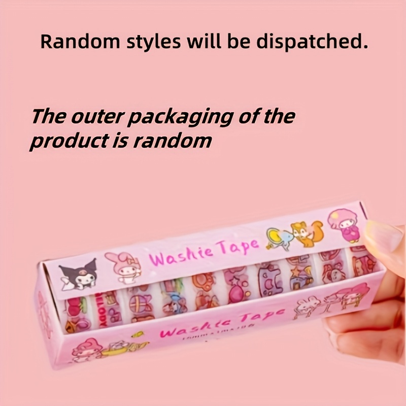 Image of Washi Tape Set, Kuromi, My Melody, And Cinnamoroll Designs, For Journaling And Crafts, Color