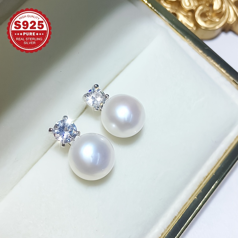 Women's 925 Silver Shell Bead Earrings, Vintage Style