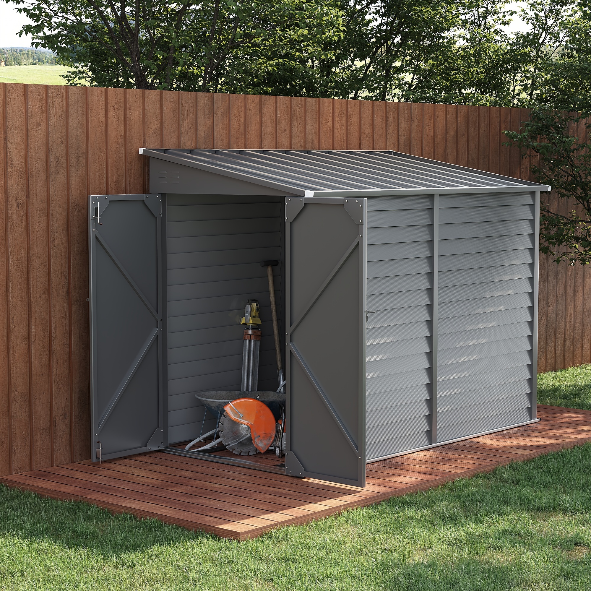 

Outsunny 5' X 9' Steel Storage , To , Metal Foundation Kit, Lockable , Gloves And 2 Air For , , ,