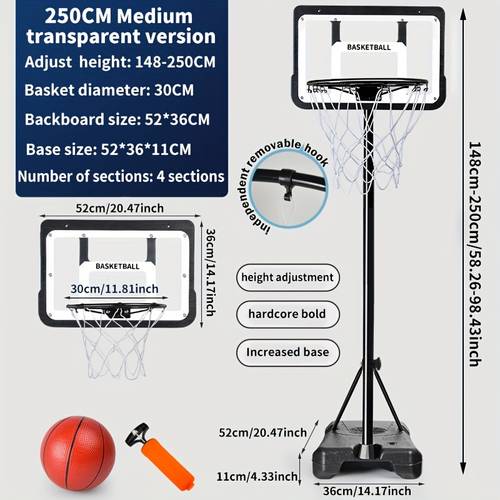 portable basketball hoop with adjustable height iron pole for indoor outdoor sports