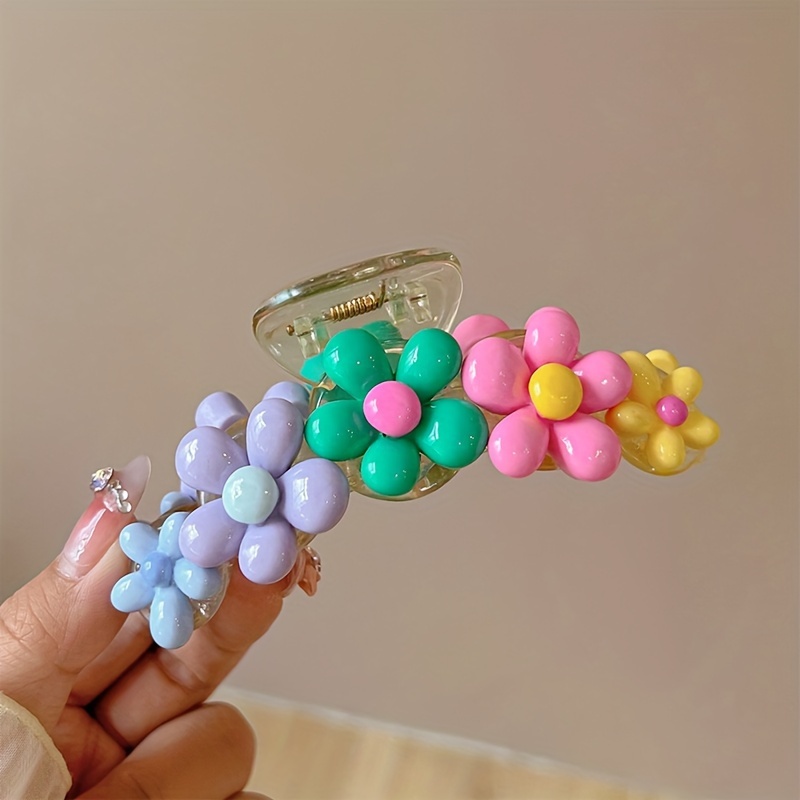 Image of 1pc Women's Multicolor Cute Fashion Y2k Large Hair Bun Hair Claw Clip