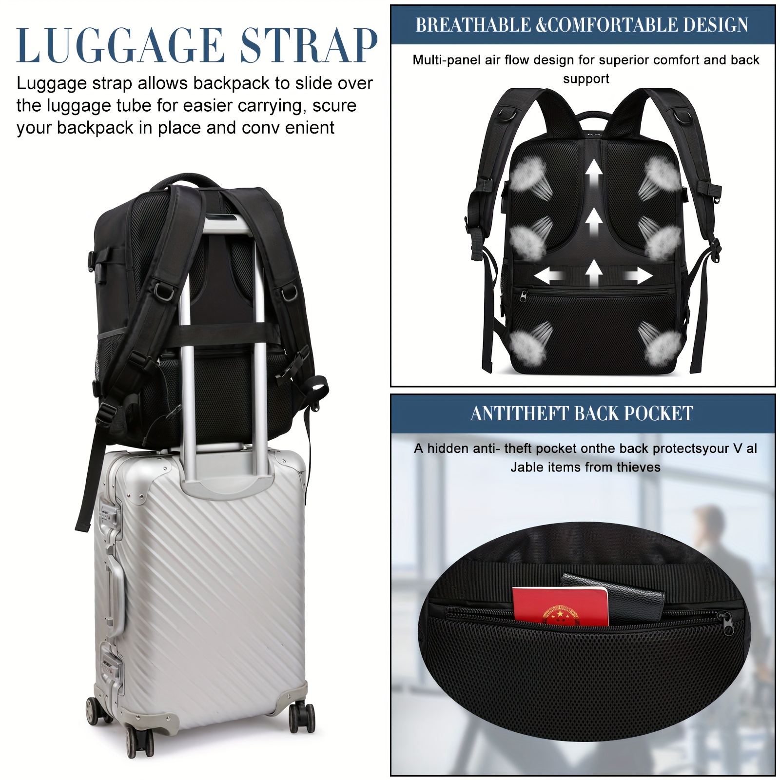 carry on bag small travel tote backpack multi functional pack flight case suitable for 14 inch and 15 6 inch laptops casual airline approved underseat bag backpack outdoor hiking sports details 7