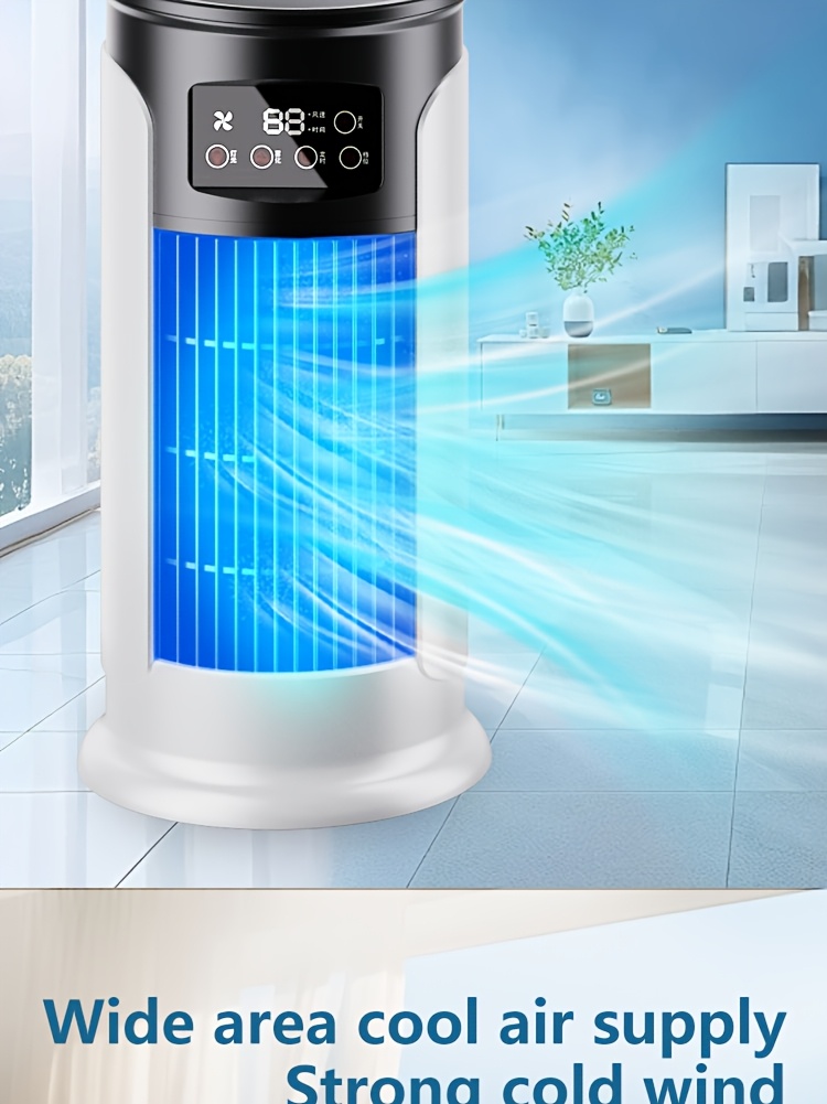 Portable 3-in-1 Water-cooled Air Conditioner with Two Ice Packs, Equipped with a Humidifier, Featuring Dazzling LED Lights and a Fan. Built-in USB Cooling Unit with a 450ml Large-capacity Water Tank, Supports 6-speed Wind Adjustment, and Adjustable