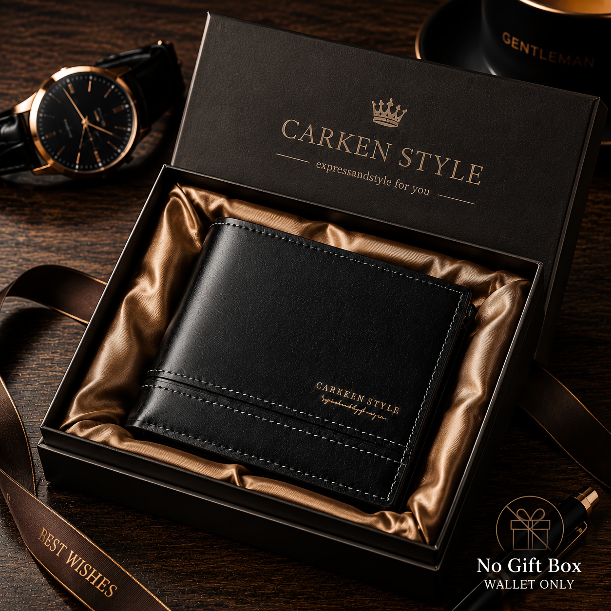 TEMU Men's Short Wallet - Premium Vintage Faux Leather, Business Casual Dual-fold Multi-card Money Clip, Essential, Perfect Gift For