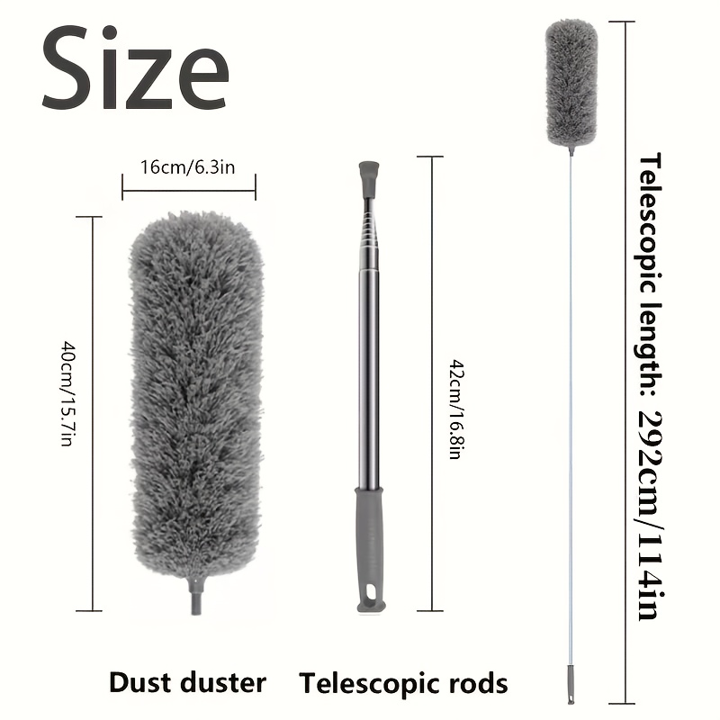 Image of 1pc Flexible Handle Microfiber Dust Cleaning Brush, Retractable Web Sweeper, And Feather Duster For Effective Dust Collection