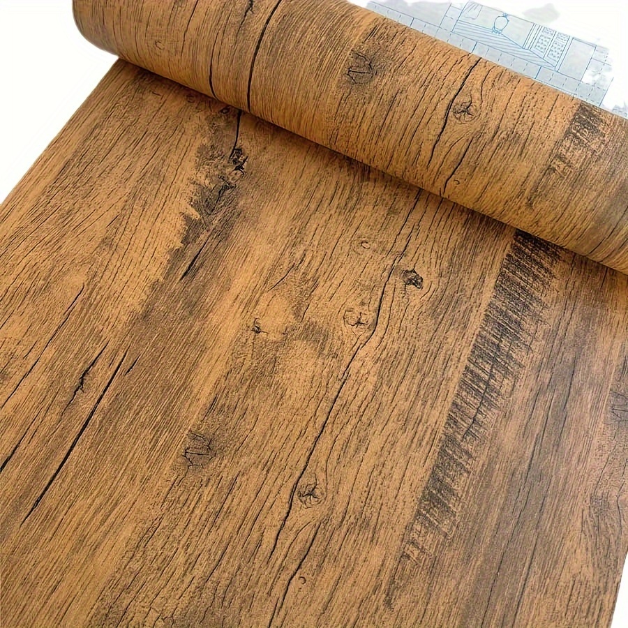 Self-adhesive Wood Grain Wallpaper Compatible For Tv Backsplash, Rustic Wood Plank Vinyl Sheets - Install Wood Texture Wallpaper (no Glue Needed)