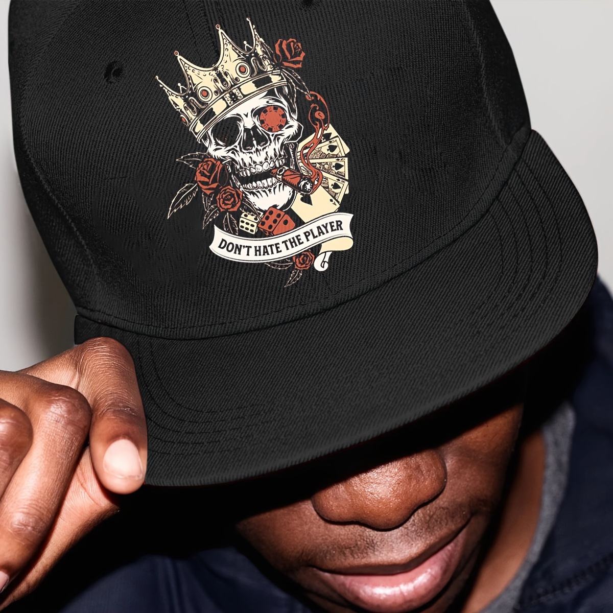 Devil Men's Baseball Cap Custom Graffiti Snapback Fashion Sports Hats hip  hop Cap(Black & White)-(Pack of 01)
