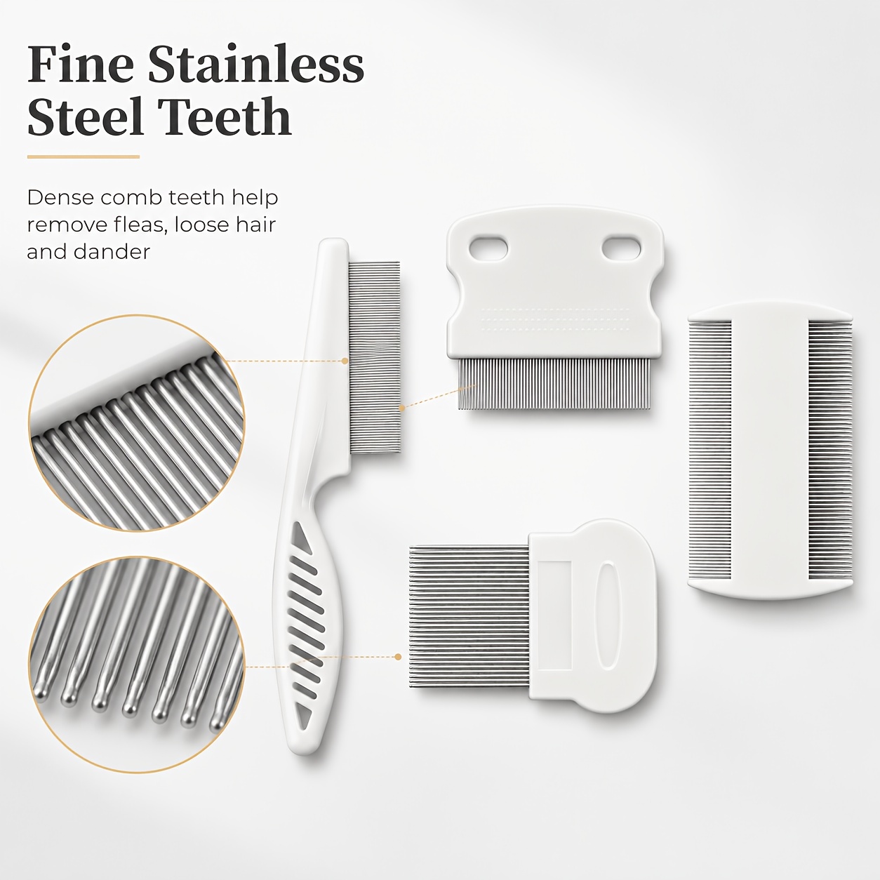 4pcs pet comb set stainless steel fine tooth grooming combs for cats and dogs     and loose hair removal tools Product details 3
