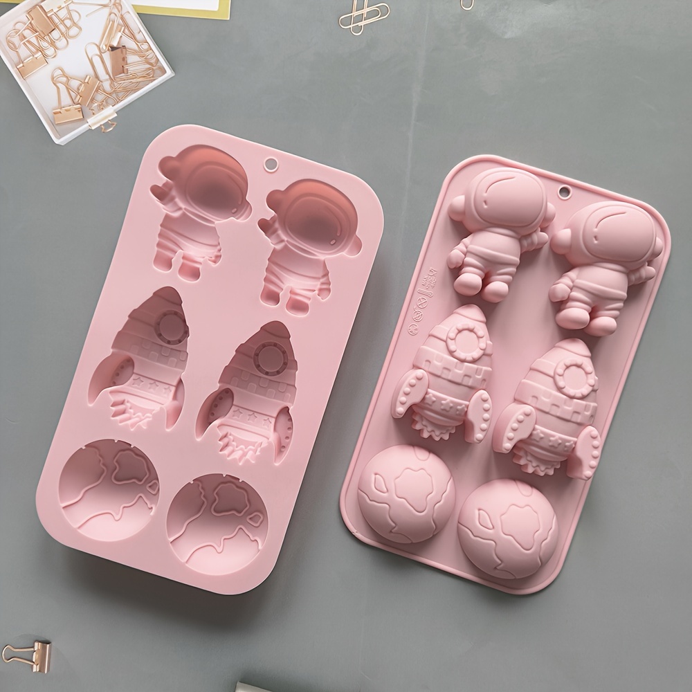 

Silicone Space-themed Mold Set, 1pc - Astronaut, Rocket, Planet Shapes For Cake, Pudding, Baking, Diy Cake Decorating Tools