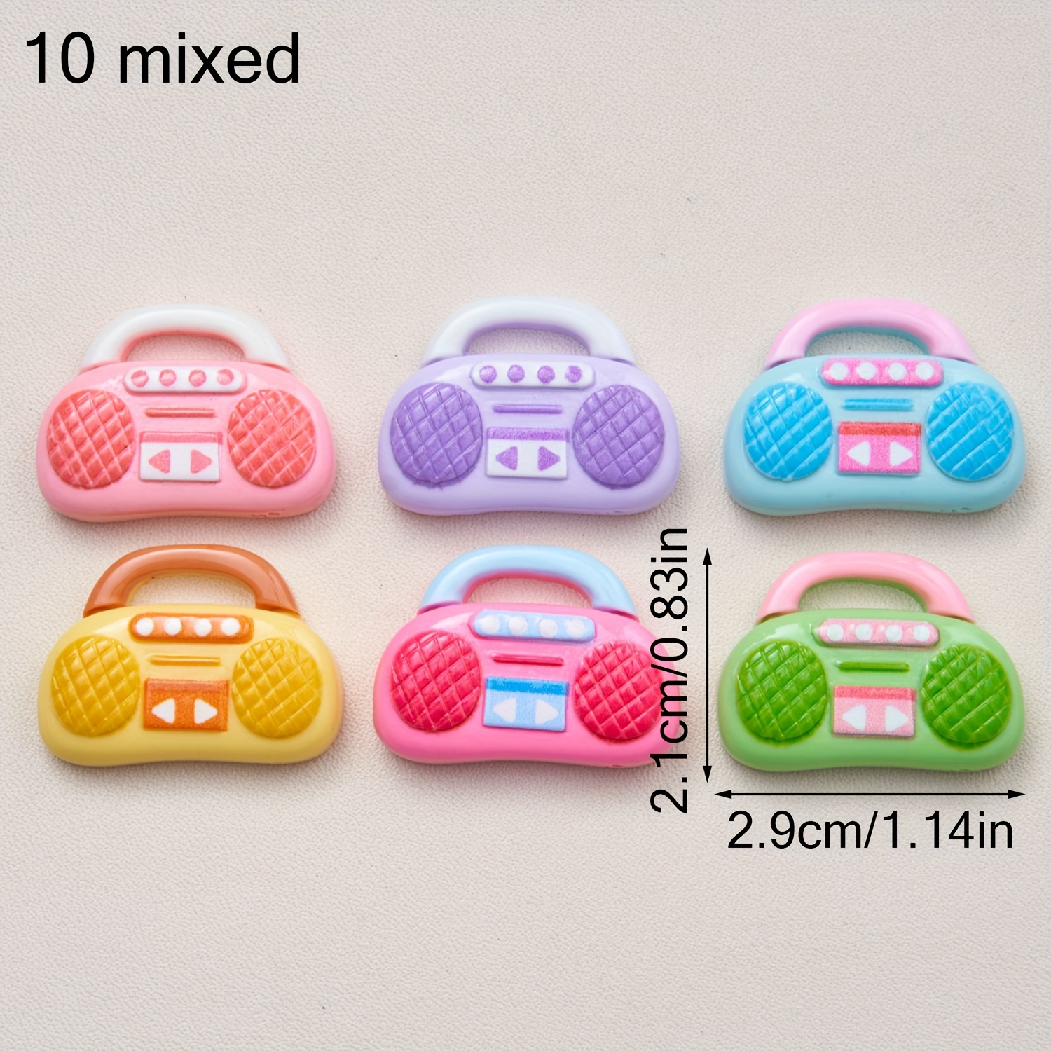 10pcs Random Colored Radio Resin Charms Phone Case Hole- Shoe Patches Backpack Additions