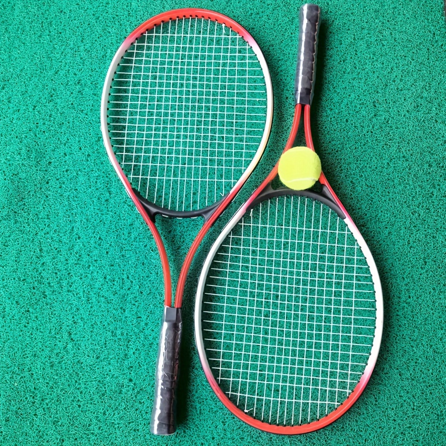 professional aluminum alloy tennis rackets for adults durable high bounce with 1 large ball included ideal for training competitive play double racket home tennis details 3
