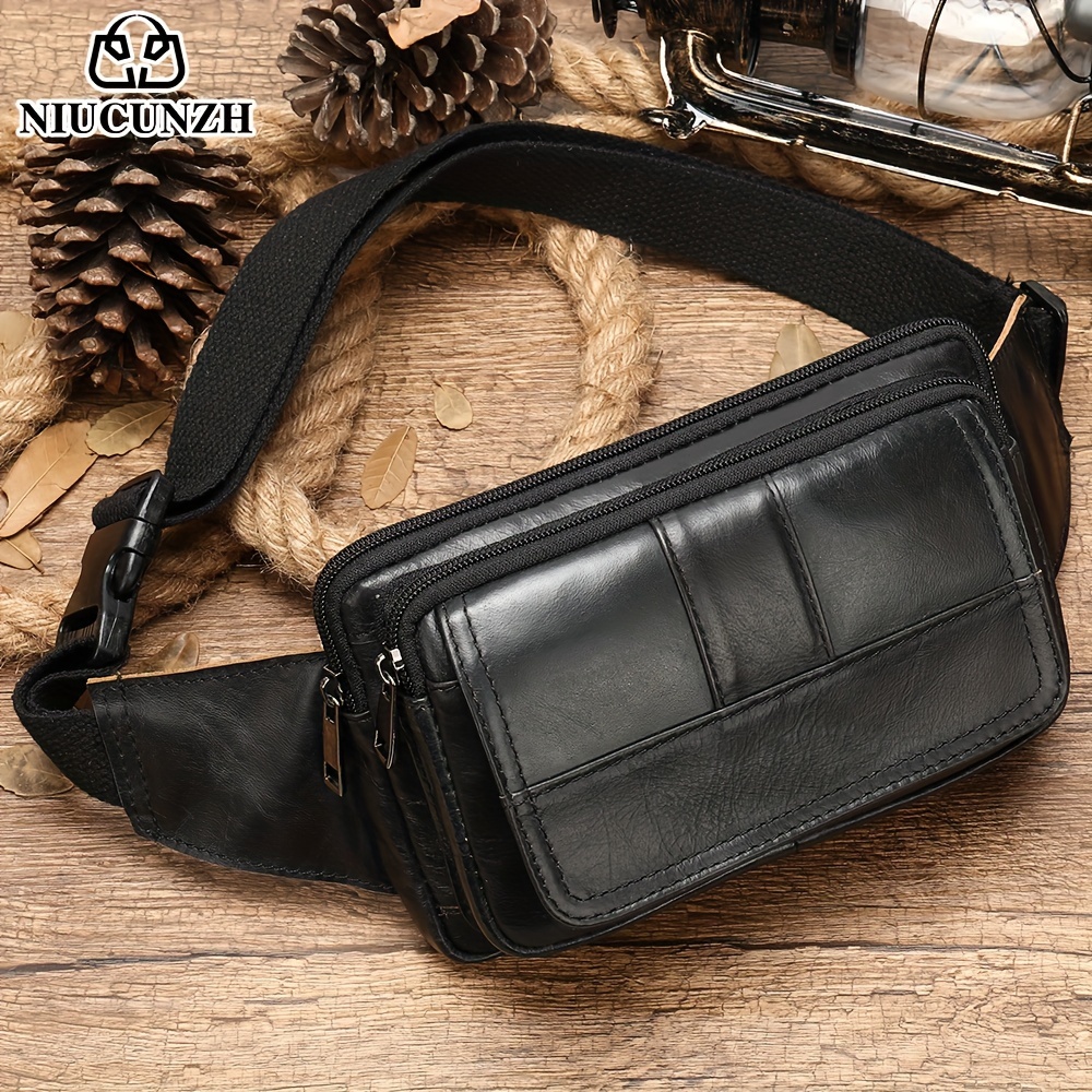 1 pieza, bolso de cintura/pecho de cuero   para hombre, bolso cruzado casual para viajes 3