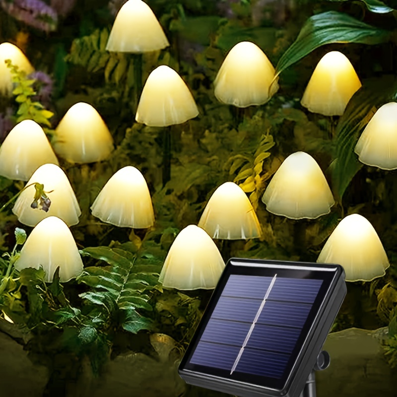 

15/20/30pcs Mushroom Solar Lights, Fairy Solar String Lights, Warm White 8 Modes Outdoor Solar Pathway Lights, Outdoor Decoration For Garden, Backyard, Lawn, Party, Christmas